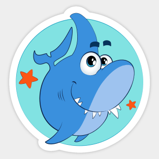 Cute shark cartoon character Sticker